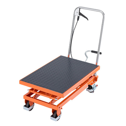 Hydraulic Lift Table, 500 lbs Capacity, 47.2" Lifting Height, Double Scissor Lift Table Cart with 4 Wheels and Non-slip Pad, Manual Hydraulic Lifting Cart for Material Handling & Transportation