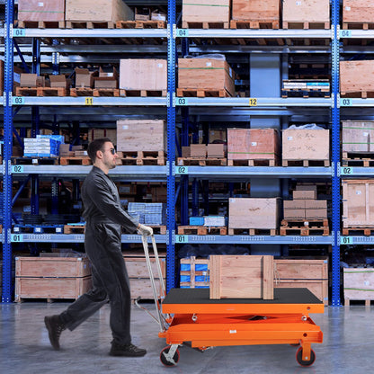 Hydraulischer Hubtischwagen, Tragkraft 789,3 kg, Hubhöhe 149,9 cm, manueller Doppelscherenhubtisch mit 4 Rädern und rutschfester Unterlage, hydraulischer Scherenwagen für Materialtransport und -handhabung