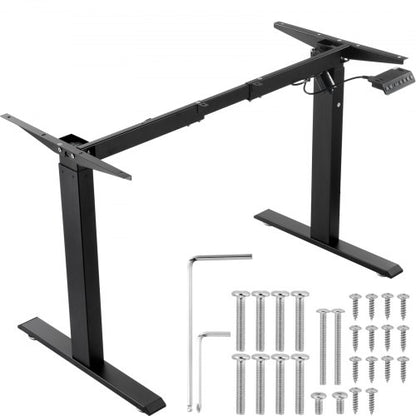 Stehschreibtischgestell, höhenverstellbar von 70 bis 117 cm und längenverstellbar von 95 bis 158 cm, elektrisch verstellbare Stehschreibtischbeine, ergonomische DIY-Arbeitsplatzbasis für Zuhause und Büro (nur schwarzes Gestell)