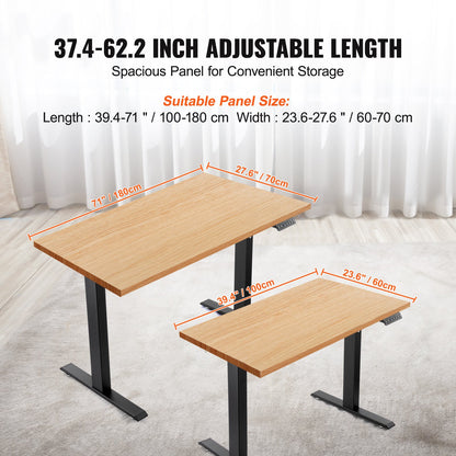Stehschreibtischgestell, höhenverstellbar von 70 bis 117 cm und längenverstellbar von 95 bis 158 cm, elektrisch verstellbare Stehschreibtischbeine, ergonomische DIY-Arbeitsplatzbasis für Zuhause und Büro (nur schwarzes Gestell)