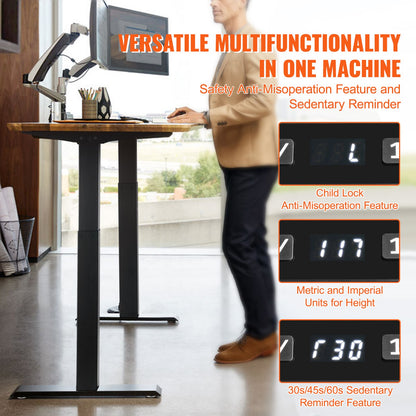 Stehschreibtischgestell, höhenverstellbar von 70 bis 117 cm und längenverstellbar von 95 bis 158 cm, elektrisch verstellbare Stehschreibtischbeine, ergonomische DIY-Arbeitsplatzbasis für Zuhause und Büro (nur schwarzes Gestell)