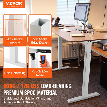 Standing Desk Frame, Adjustable 70-117 cm Height & 95-158 cm Length Electric Stand Up Computer Desk Legs, Ergonomic DIY Workstation Base for Home and Office (White Frame Only)