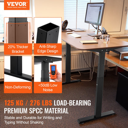 Elektrisches Stehpultgestell mit Doppelmotor, höhenverstellbar von 65 bis 129 cm, schwarz