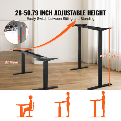 Elektrisches Stehpultgestell mit Doppelmotor, höhenverstellbar von 65 bis 129 cm, schwarz