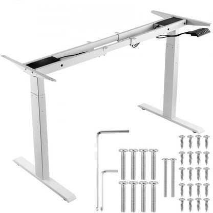 Stehschreibtischgestell mit Doppelmotor, höhenverstellbar von 70 bis 117 cm und längenverstellbar von 110 bis 178 cm, elektrisch verstellbare Stehschreibtischbeine, ergonomische DIY-Arbeitsplatzbasis für Zuhause und Büro (nur weißes Gestell)