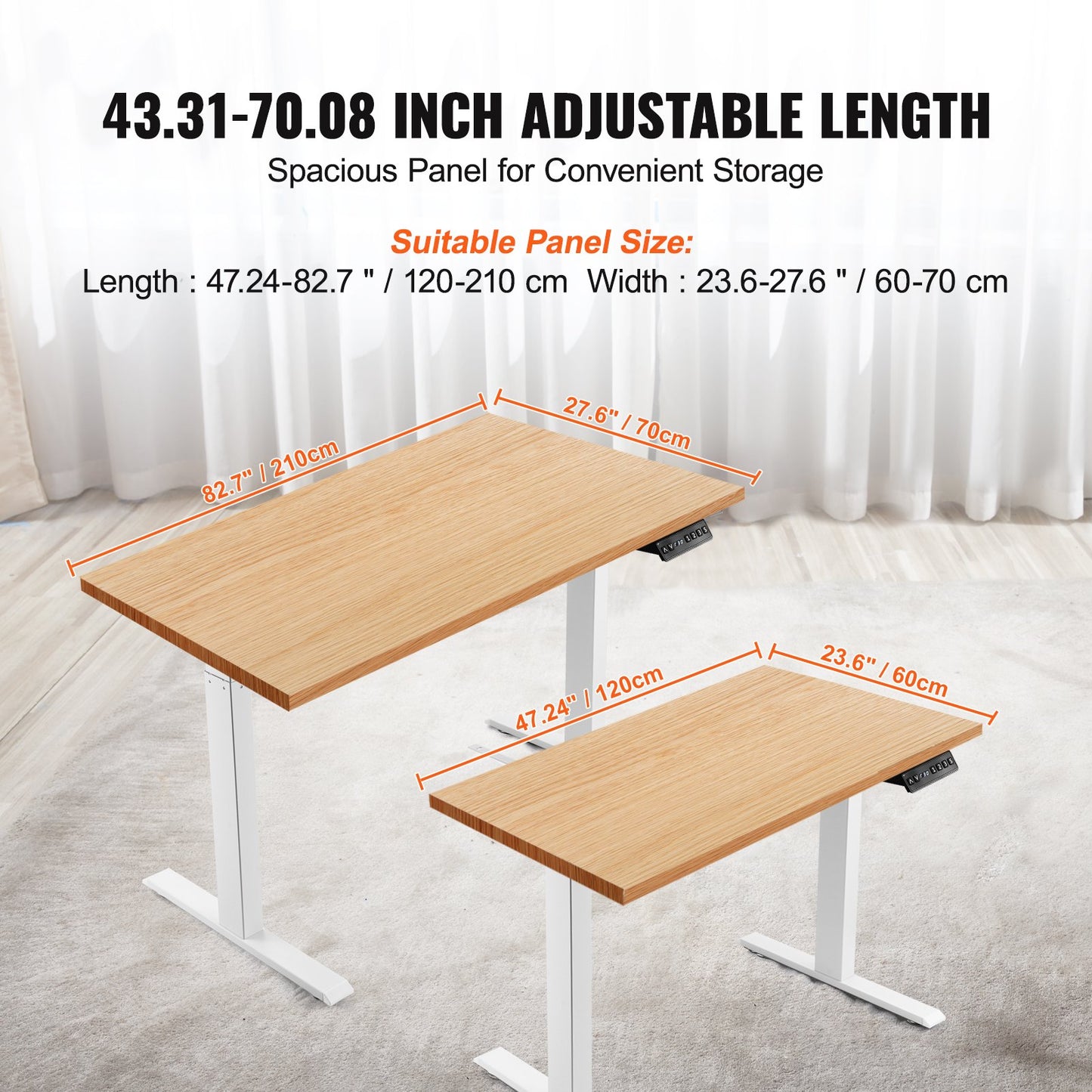 Stehschreibtischgestell mit Doppelmotor, höhenverstellbar von 70 bis 117 cm und längenverstellbar von 110 bis 178 cm, elektrisch verstellbare Stehschreibtischbeine, ergonomische DIY-Arbeitsplatzbasis für Zuhause und Büro (nur weißes Gestell)