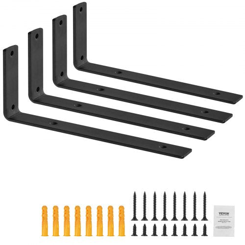 Regalträger, Schwerlast-Wandregalträger 10 x 6 Zoll, 4 Stück, 5 mm dick, matt schwarz, L-förmiger Regalträger aus Stahl mit einer Tragkraft von 72,5 kg