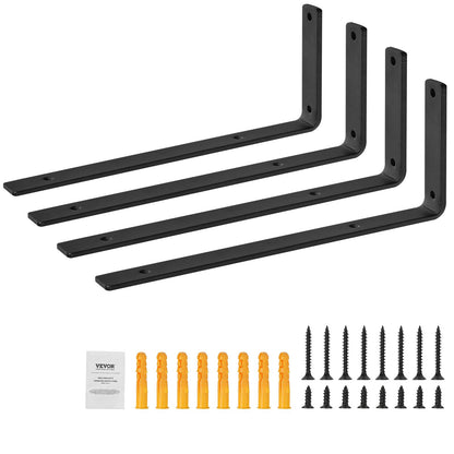 Regalträger, Schwerlast-Wandregalträger 10 x 6 Zoll, 4 Stück, 5 mm dick, matt schwarz, L-förmiger Regalträger aus Stahl mit einer Tragkraft von 72,5 kg