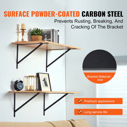 Regalträger, 18 x 12 Zoll, 12 Stück, robuste Wandregalträger, Halterungen für Regale, 3 mm dick, mattschwarz, dreieckiger Regalträger, Stahlregalträger mit einer Tragkraft von 72,5 kg