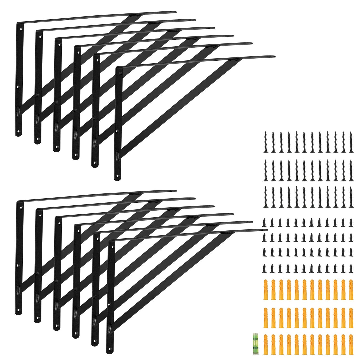 Regalträger, 18 x 12 Zoll, 12 Stück, robuste Wandregalträger, Halterungen für Regale, 3 mm dick, mattschwarz, dreieckiger Regalträger, Stahlregalträger mit einer Tragkraft von 72,5 kg