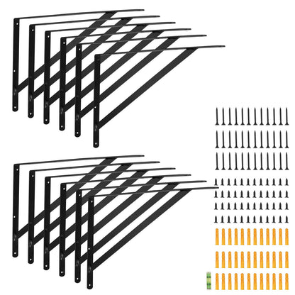 Regalträger, 18 x 12 Zoll, 12 Stück, robuste Wandregalträger, Halterungen für Regale, 3 mm dick, mattschwarz, dreieckiger Regalträger, Stahlregalträger mit einer Tragkraft von 72,5 kg