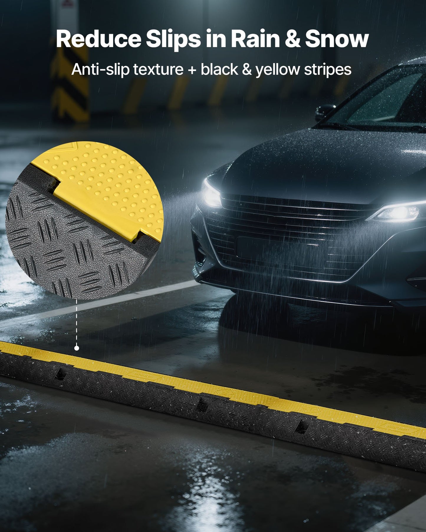 Kabelschutzrampe, Tragfähigkeit 9.979 kg/Achse, 1-Kanal-Kabelschutz aus robustem Gummi, 70 x 50 mm Kanal, Fahrbahnschwelle mit aufklappbarer Abdeckung, für den Innen- und Außenbereich, 1 Stück