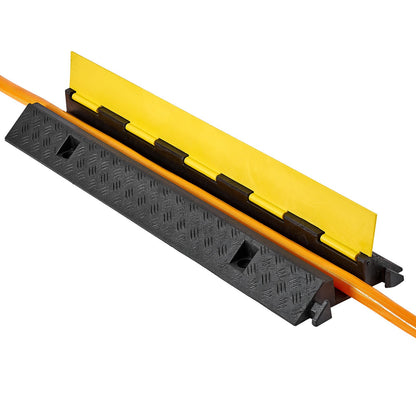 Kabelschutzrampe, Tragfähigkeit 9.979 kg/Achse, 1-Kanal-Kabelschutz aus robustem Gummi, 70 x 50 mm Kanal, Fahrbahnschwelle mit aufklappbarer Abdeckung, für den Innen- und Außenbereich, 1 Stück