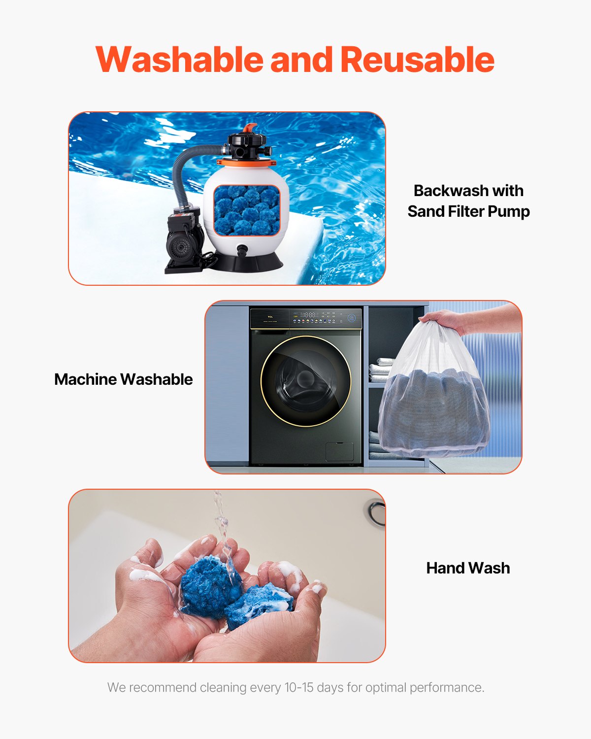 Pool Filter Balls for Sand Filter, 1.4 kg/3.1 lbs, Filter Balls Replace Pool Filter Sand, Reusable Blue Polyester Fiber Filter Media with Wash Bag, for Swimming Pool Aquarium Tank Above Ground Pool