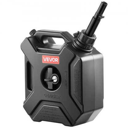 Fuel Container, 5 L, Gas Can with Spout and Lockable Bracket, 15 L/min Max Flow Rate, Secure & Leak-proof, Portable Flat Fluid Container for Most Cars Motorcycle ATV UTV, Black