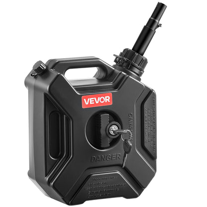 Fuel Container, 5 L, Gas Can with Spout and Lockable Bracket, 15 L/min Max Flow Rate, Secure & Leak-proof, Portable Flat Fluid Container for Most Cars Motorcycle ATV UTV, Black
