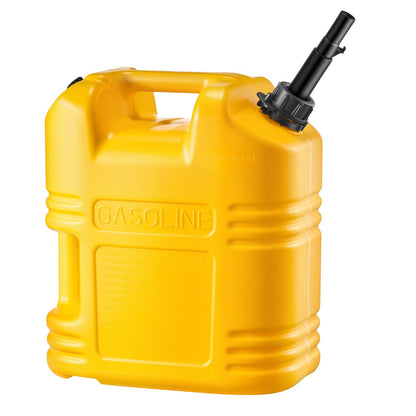 Fuel Container, 19 L, Gas Tank with Spout & Clear Scale, 15 L/min Max Flow Rate, Secure & Leak-proof, Portable Flat Fluid Container for Most Cars Motorcycle SUV ATV UTV, Yellow, 1 Pack