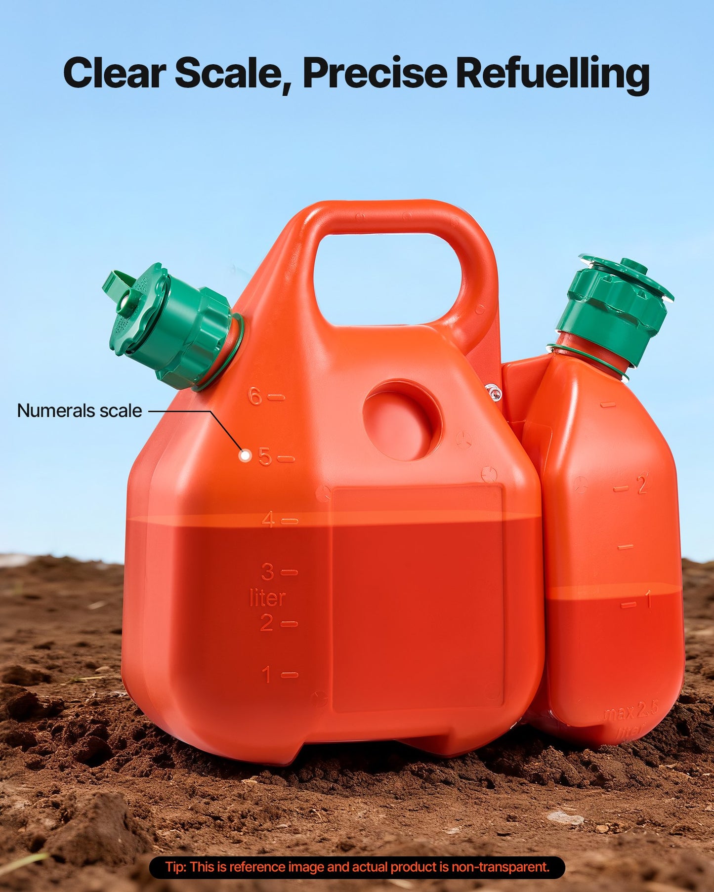 Kraftstoffbehälter, 6 l, Kraftstofftank mit Ausgießer und 1,9 l zusätzlichem Ölbehälter, max. Durchflussrate 5,5 l/min, auslaufsicherer und tragbarer flacher Flüssigkeitsbehälter für die meisten Autos, Motorräder, ATVs und UTVs.