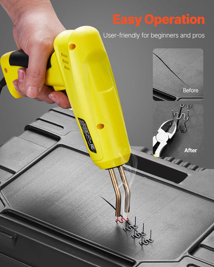 Plastic Welding Kit, 220W Plastic Welder Gun with 1200PCS Hot Staples & 76PCS Welding Rods, Professional Hot Staple Welding Gun with LED Light, Carrying Case for Kayak, Toys, Car Bumper Repair