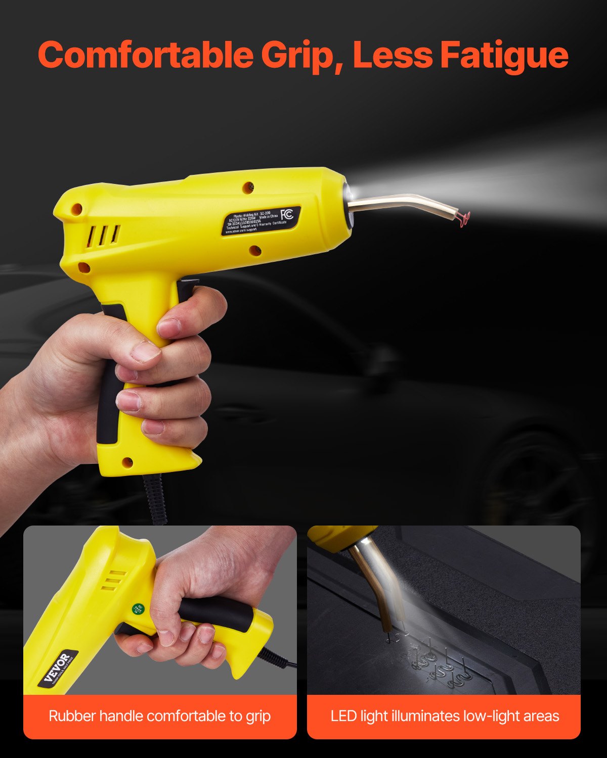 Plastic Welding Kit, 220W Plastic Welder Gun with 1200PCS Hot Staples & 76PCS Welding Rods, Professional Hot Staple Welding Gun with LED Light, Carrying Case for Kayak, Toys, Car Bumper Repair