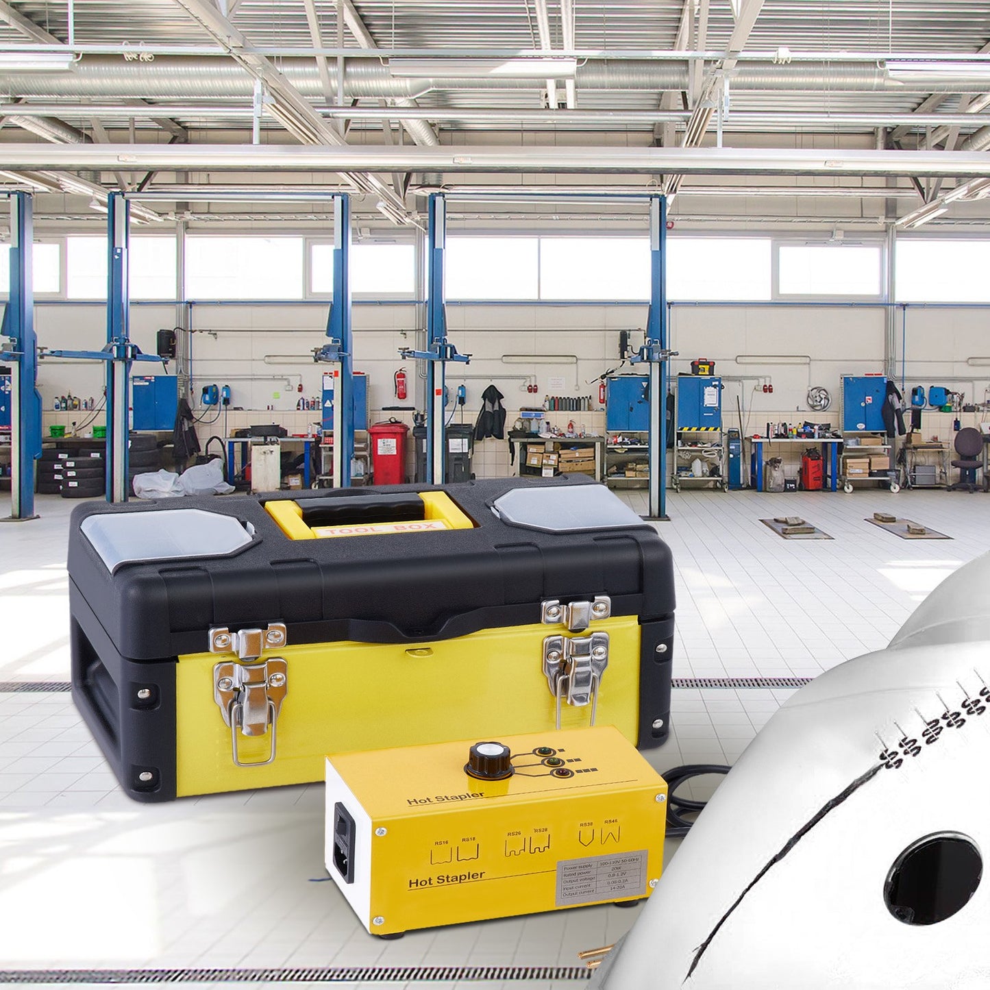 220-V-Kunststoffschweißgerät, Heißtacker, Kunststoffreparaturset, Kunststoffschweißgerät, 600 Klammern, 3 Heizstufen