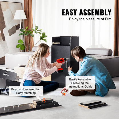 Salon-Arbeitsplatz, Wandmontierter Friseur-Arbeitsplatz, Beauty-Spa-Möbelset, 1 Schrank, 3 Fächer und 2 Schubladen (eine abschließbar), Schwarz