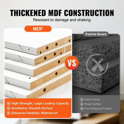 Salon-Arbeitsplatz, Wandmontierter Friseur-Arbeitsplatz, Beauty-Spa-Möbelset, 1 Schrank, 3 Fächer und 2 Schubladen (eine abschließbar), Weiß