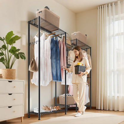 Kleiderständer, Schwerlast-Kleiderschrank, 7 verstellbare Kleiderstangen mit Stahlrahmen, Tragkraft 385,5 kg, mit 4 Kleiderstangen für Schlafzimmer, Abstellraum, Flur