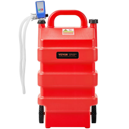 Fuel Caddy, 16 Gallon, Portable Fuel Tank with 12V DC 2.5 GPM Electric Fuel Transfer Pump, 4 ft Delivery Hose & Auto-Stop Sensor Nozzle, Tank Adapters, Suitable for Diesel & Gasoline, Red