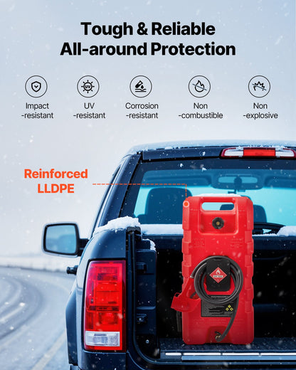 Fuel Caddy, 15 Gallon, Portable Fuel Tank with Gravity & Hand Pump Modes, Fuel Tank Container with Wheels, 10 ft Delivery Hose & Manual Pump, Gas Caddy for Motorboats, ATVs, Gasoline & Diesel