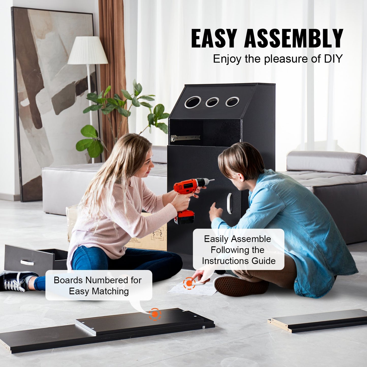 Salon Storage Cabinet, Barber Salon Station for Hair Stylist, Hair Stylist Station Set, with 3 Hair Dryer Holders, Cabinets, and A Drawer, Black