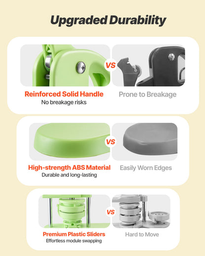 Buttonmaschine, 32 mm / 58 mm 2-in-1, Kunststoff-Pin-Maschine mit 200 Button-Rohlingen, Kreisschneider und Zauberbuch, verstärkter ergonomischer Griff, für selbstgemachte Anstecknadeln und personalisierte Pins, Grün