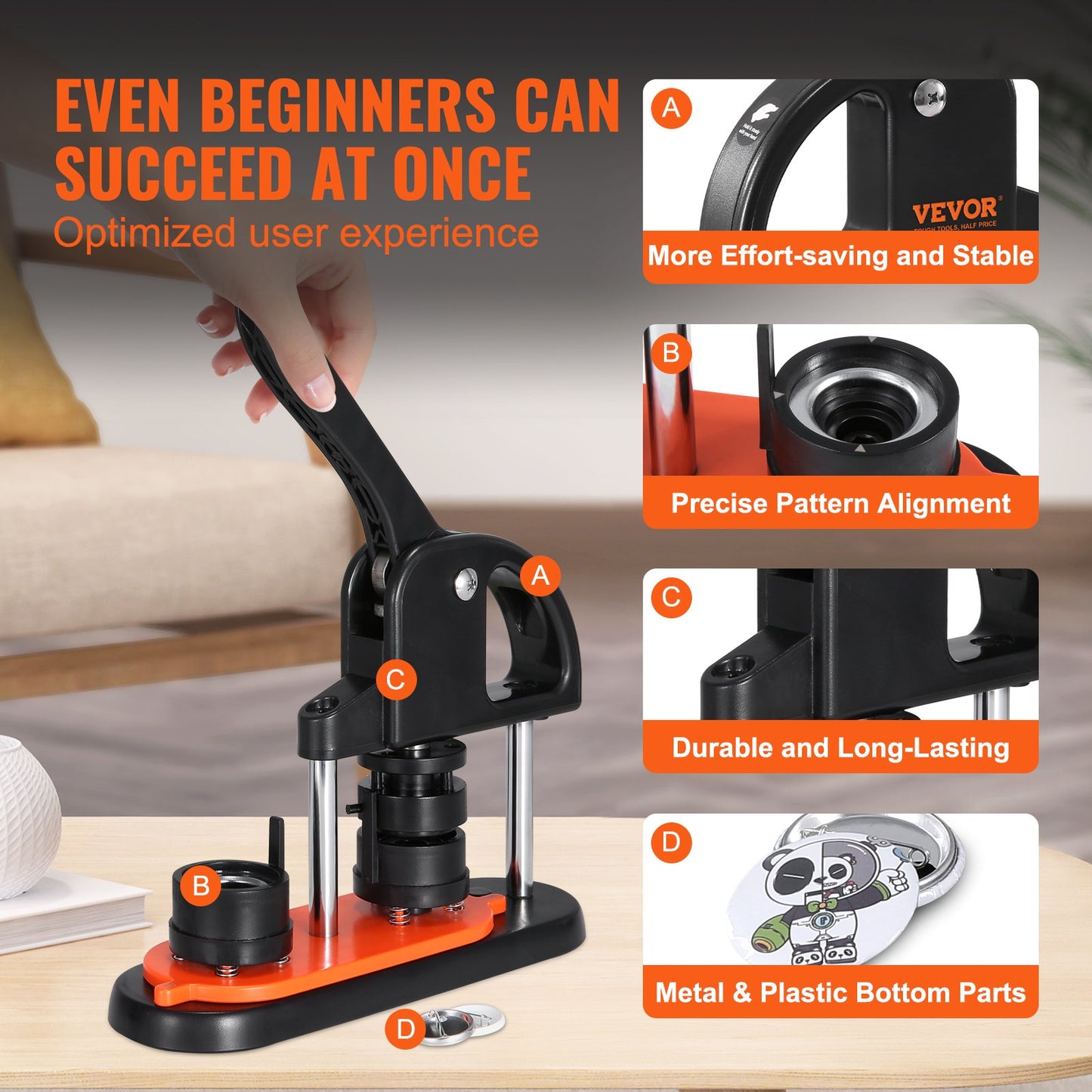 Buttonmaschine, 32-mm-Pin-Maschine, Installationsfreies Stanzpressen-Set für Anstecknadeln, Bastelset für Kinder zum Basteln von Buttons mit 500 Buttonteilen, Kreisschneider, Zauberbuch