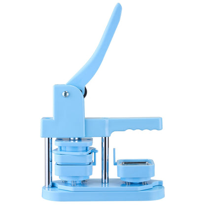 Buttonmaschine, 50 x 50 mm quadratisch, Kunststoff-Pin-Maschine mit Frontgehäusen aus Weißblech, Kunststoff-Rückabdeckungen, Magnetverschlüssen und transparenten Folien, ergonomischem Griff, für selbstgemachte Buttons, blau