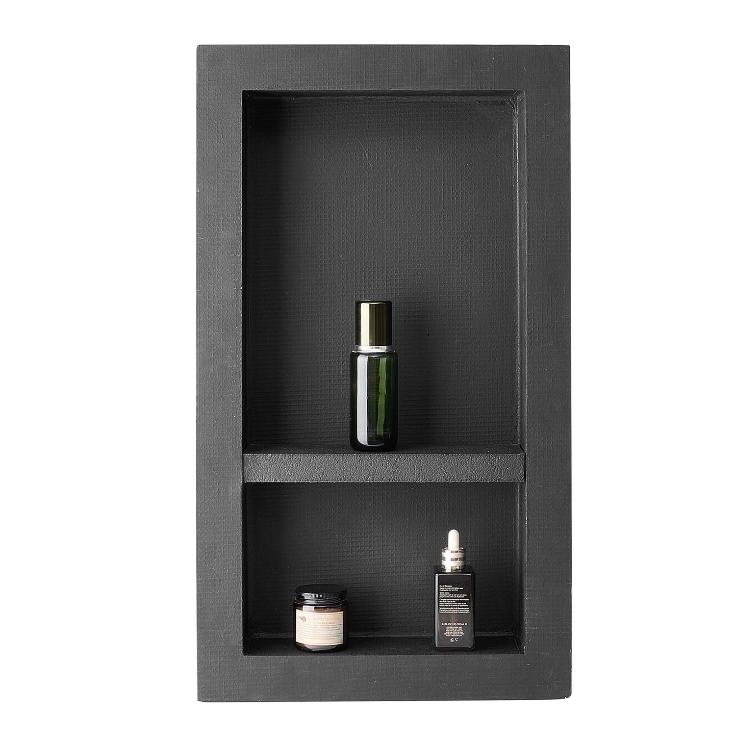 Shower Niche, 40.6 x 71.1 x 10.2 cm Recessed Wall Niche with Movable Divider Shelf, Modern Soap & Shampoo Storage Organizer,Square Corners,Sealed Waterproof Design,Black for Bathroom
