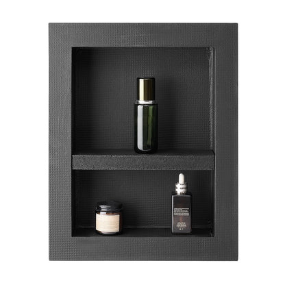 Shower Niche, 40.6 x 50.8 x 10.2 cm Recessed Wall Niche with Movable Divider Shelf, Modern Soap & Shampoo Storage Organizer, Square Corners, Sealed Waterproof Design, Black for Bathroom Shower