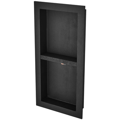 Shower Niche Ready for Tile 40.64 x 81.28 cm, Double Shelf Organizer, Square Corners Wall-inserted Niche Recessed, Sealed Protection Modern Soap Storage Niche for Shower Bathroom, Black