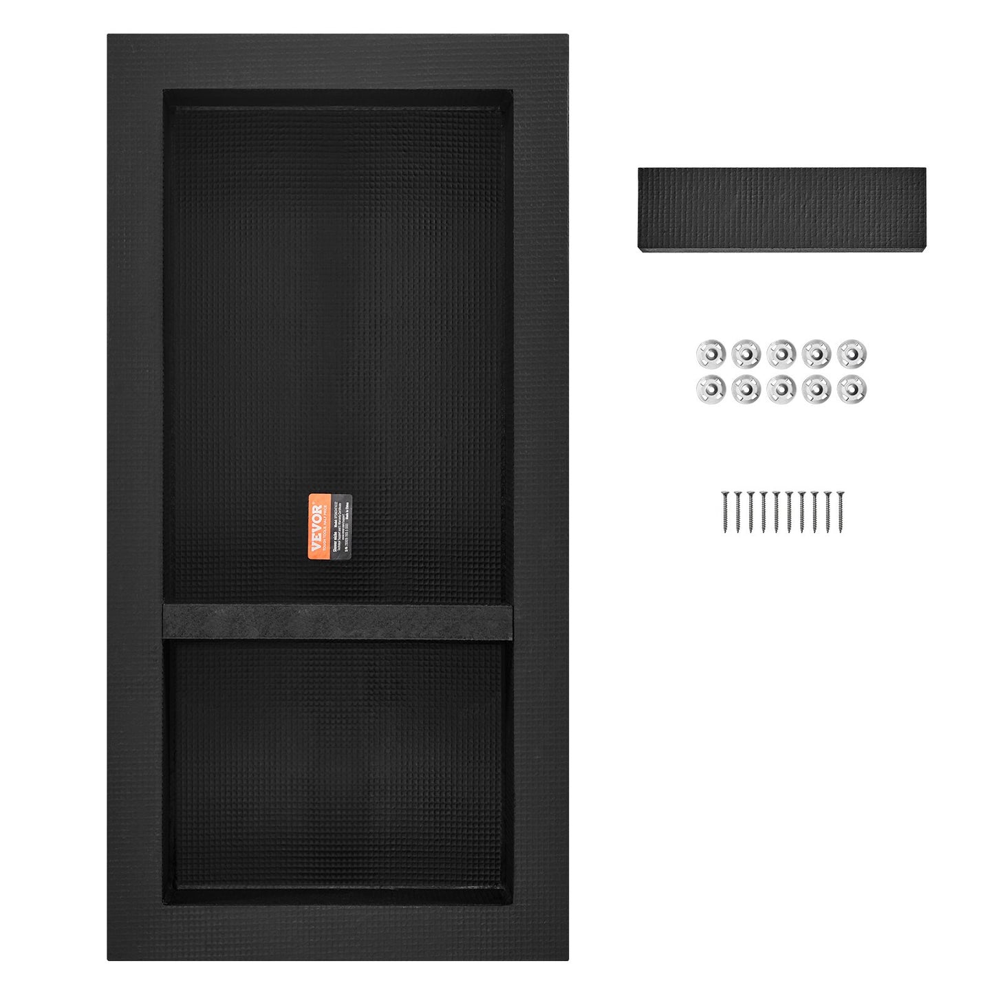 Shower Niche Ready for Tile 40.64 x 81.28 cm, Double Shelf Organizer, Square Corners Wall-inserted Niche Recessed, Sealed Protection Modern Soap Storage Niche for Shower Bathroom, Black