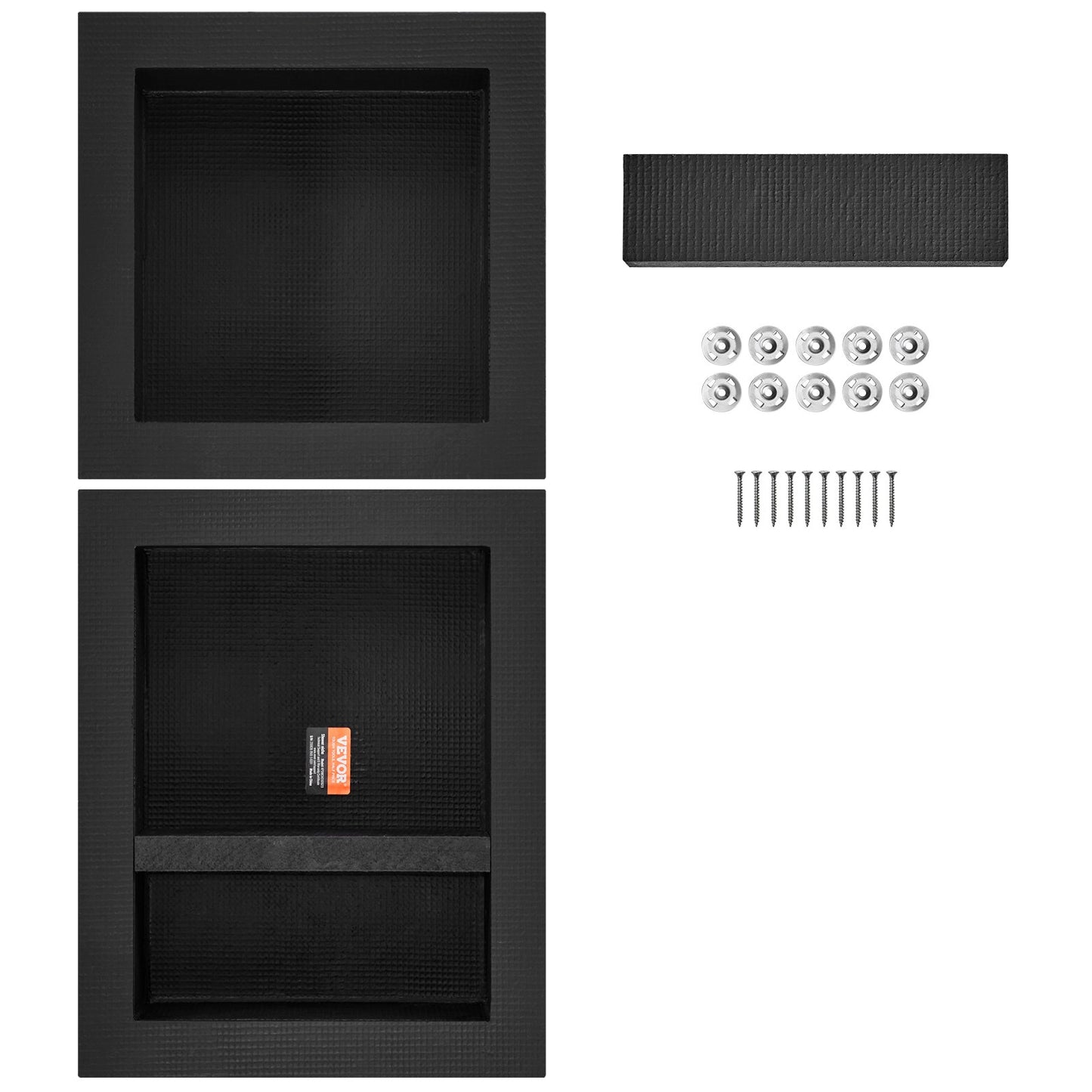 Shower Niche Ready for Tile 40.64x40.64cm & 40.64x50.8cm, Triple Shelf, Square Corners Wall-inserted Niche Recessed, Sealed Protection Modern Soap Storage Niche for Shower Bathroom, Black