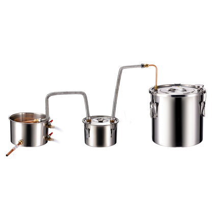Alcohol Still, 5 Gal / 19 L Stainless Steel Water Alcohol Distiller with Copper Coil for Fast Cooling, Dual Condenser Distiller Kit with Secondary Distillation, for Wine Whisky Brandy, Silver