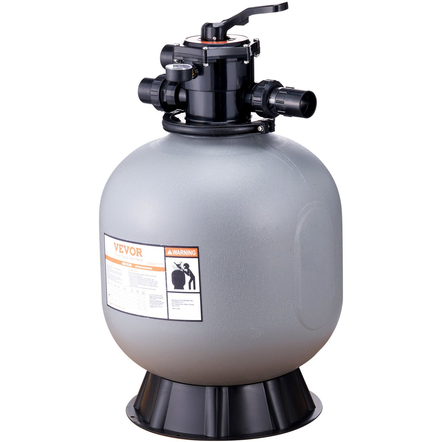 Sand Filter, 22-inch, Up to 55 GPM Flow Rate, Above Inground Swimming Pool Sand Filter System with 7-Way Multi-Port Valve, Filter, Backwash, Rinse, Recirculate, Waste, Winter, Closed Functions