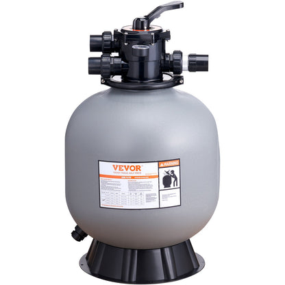 Sand Filter, 22-inch, Up to 55 GPM Flow Rate, Above Inground Swimming Pool Sand Filter System with 7-Way Multi-Port Valve, Filter, Backwash, Rinse, Recirculate, Waste, Winter, Closed Functions