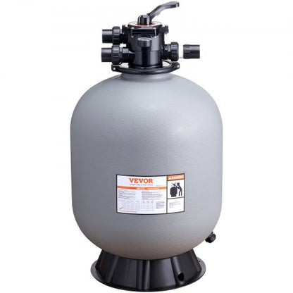 Sand Filter, 24-inch, Up to 65 GPM Flow Rate, Above Inground Swimming Pool Sand Filter System with 7-Way Multi-Port Valve, Filter, Backwash, Rinse, Recirculate, Waste, Winter, Closed Functions