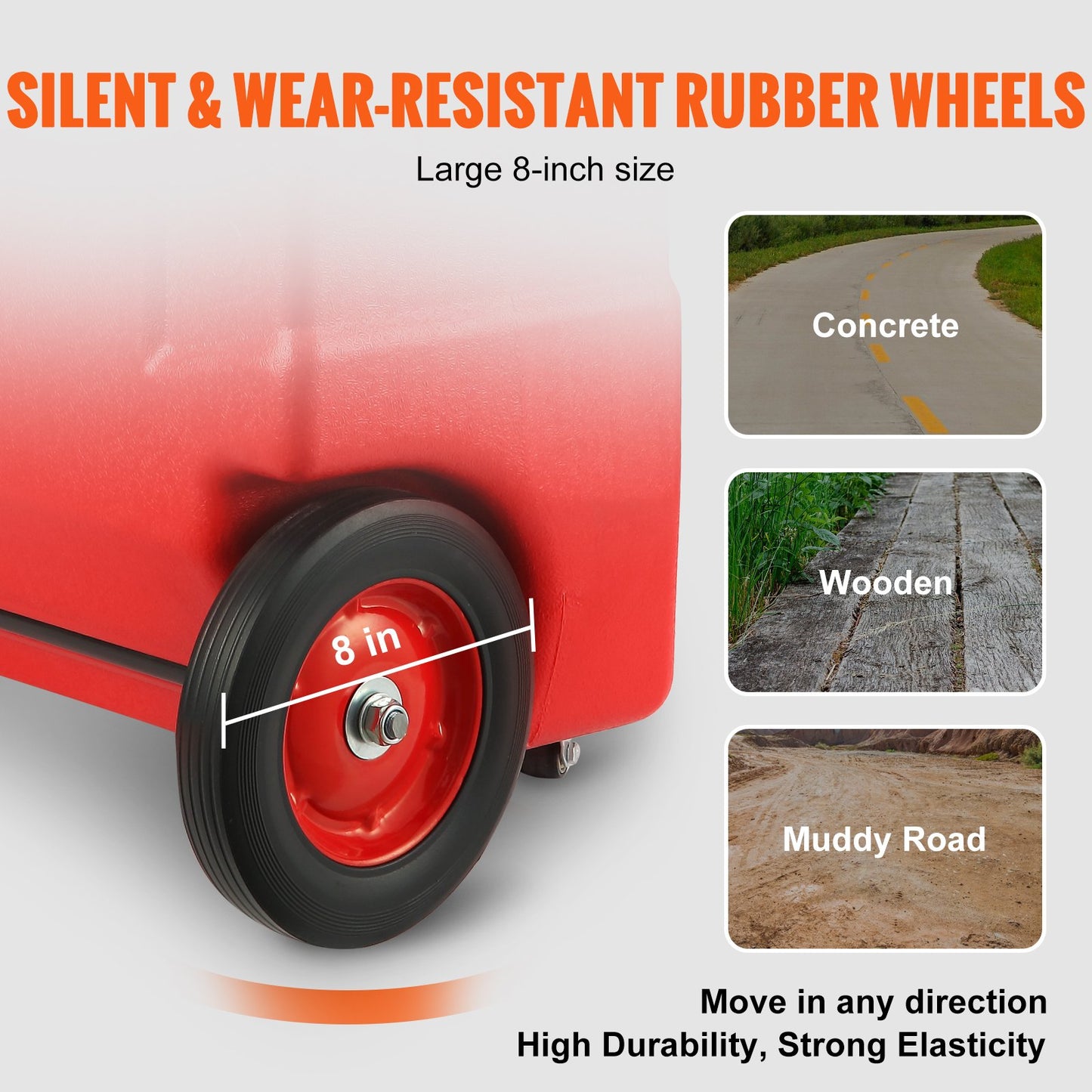 Fuel Caddy, 32 Gallon, Portable Fuel Storage Tank On-Wheels, with Manual Transfer Pump, Gasoline Diesel Fuel Container for Cars, Lawn Mowers, ATVs, Boats, More, Red