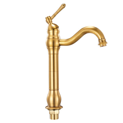 Single Handle Sink Faucet, Solid Brass Single Handle Kitchen Faucet, 1 or 3 Hole Kitchen Faucets with Push-Button Drain, Suitable for Bathroom, RV, Bar, Public Restroom, Anti-Backflow Design