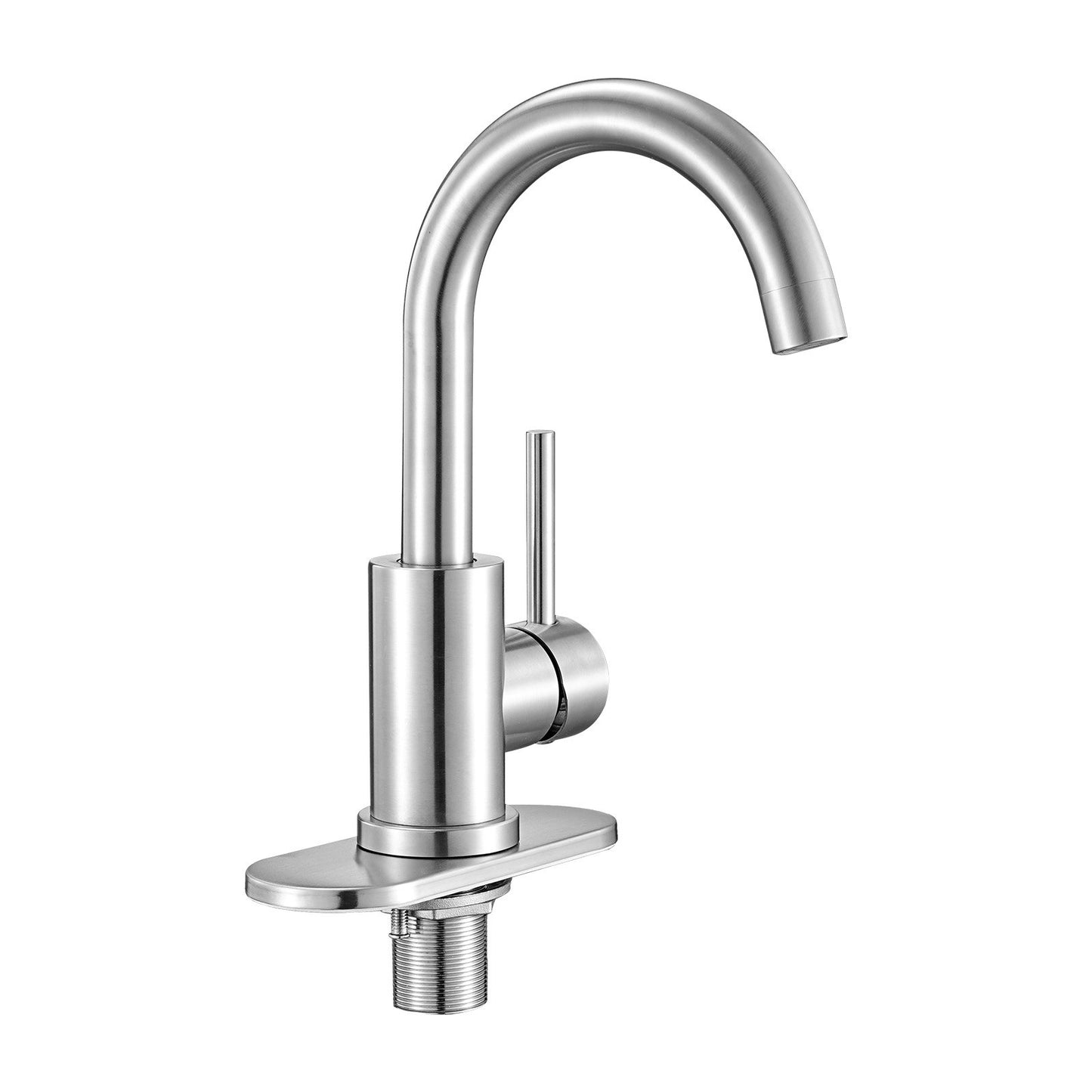 Single Handle Sink Faucet, Brushed Nickel Single Handle Bathroom Faucet, Kitchen Water Faucets with Anti-Splash Aerator, Suitable for Bathroom, RV, Bar Sink, Public Restroom, High Arc Spout