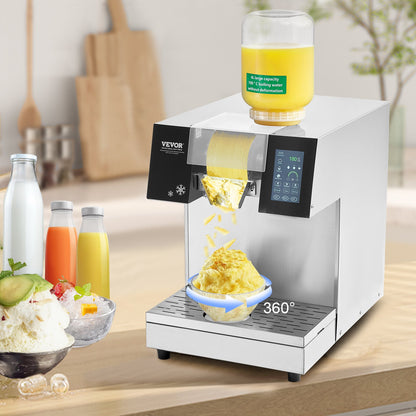 Gewerbliche Schneeflocken-Eismaschine, 180 kg/24 h, Eismaschine mit Edelstahl-Eisraspel, elektrische Schneekegelmaschine, Flüssigkeitskühlsystem für schnelle Wärmeableitung, Eiscreme