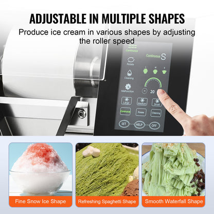 Gewerbliche Schneeflocken-Eismaschine, 240 kg/24 h, Eismaschine mit Edelstahl-Eisraspel, elektrische Schneekegelmaschine, Flüssigkeitskühlsystem für schnelle Wärmeableitung, Eiscreme