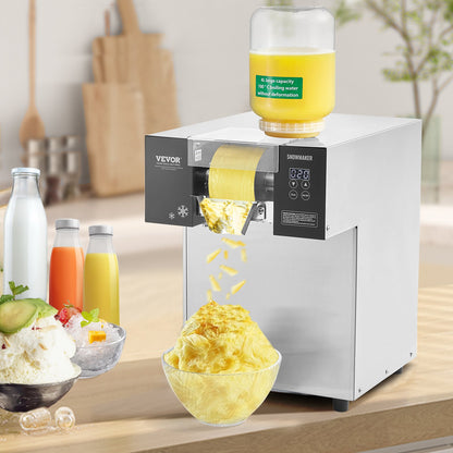 Gewerbliche Schneeflocken-Eismaschine, 175 kg/24 h, Eismaschine mit Edelstahl-Eisraspel, elektrische Schneekegelmaschine, Flüssigkeitskühlsystem für schnelle Wärmeableitung, Eiscreme