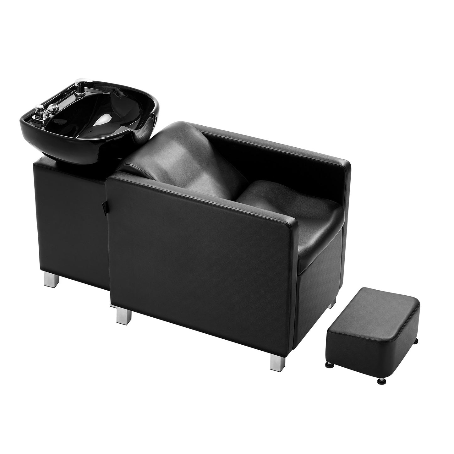 Shampoo-Waschstuhl, 300 kg Tragkraft, Salon- und Spa-Haarwaschstation, Shampoo-Becken und Stuhl für Friseure, Beauty-Spa-Massage-Friseurausstattung mit Keramikbecken und breiter Fußstütze